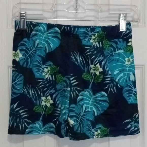 Boys Swim Shorts Swimming Trunks Multicolor Tropical Pattern Elastic Waist - Picture 1 of 3